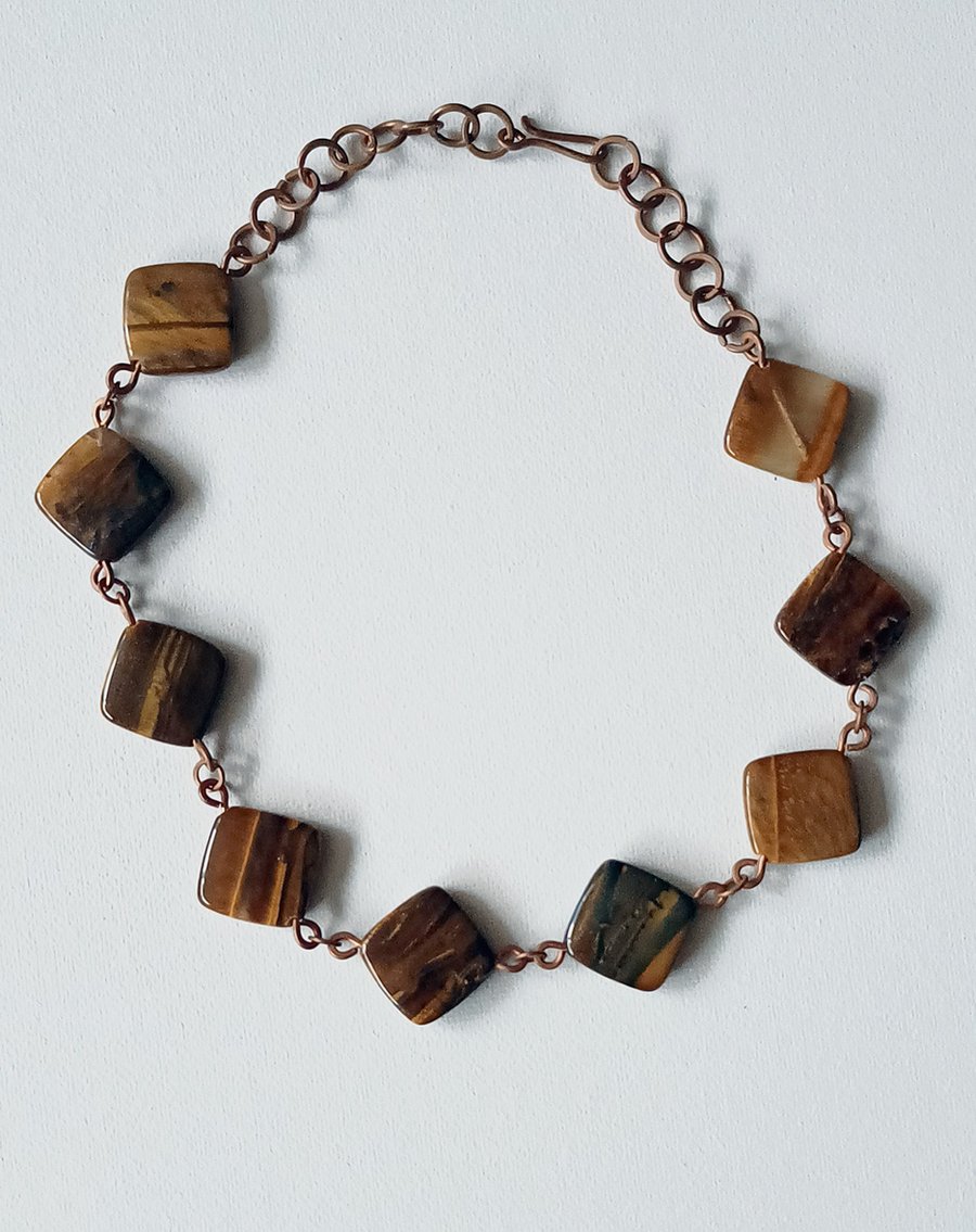 Copper necklace with Tiger's eye