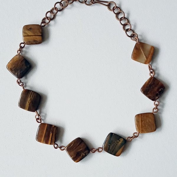 Copper necklace with Tiger's eye