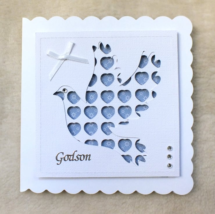 Luxury Handmade Godson Christening Card Folksy