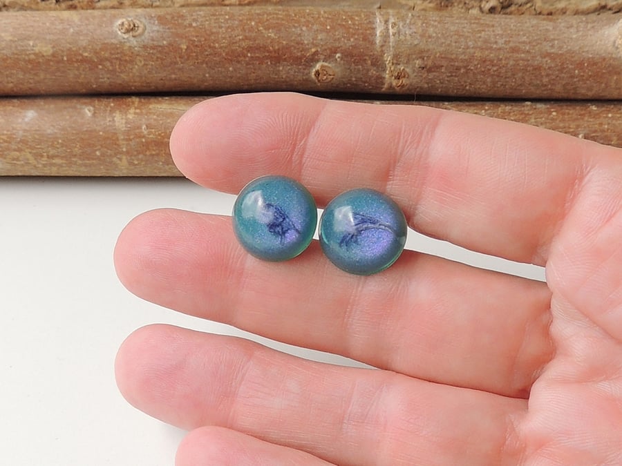 Blue Flower Stud Earrings - SALE (244)