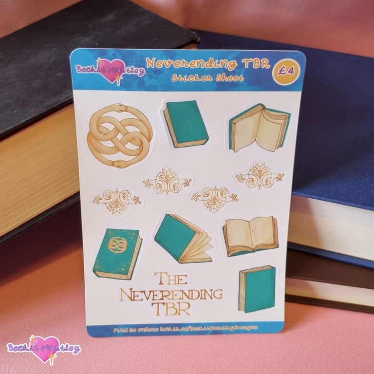 Neverending TBR Sticker Sheet - Bookish Gifts, Stationery, Stickers