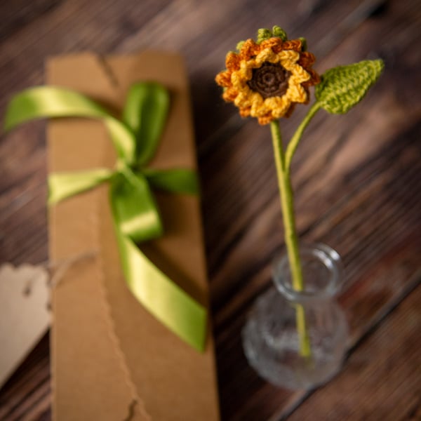 Sunflower Crochet Bookmark with Gift Packaging