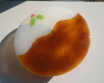 Fused Glass Christmas Pudding Cake Stand