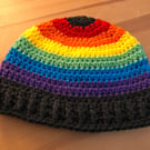 Pride crochet rainbow beanie hat