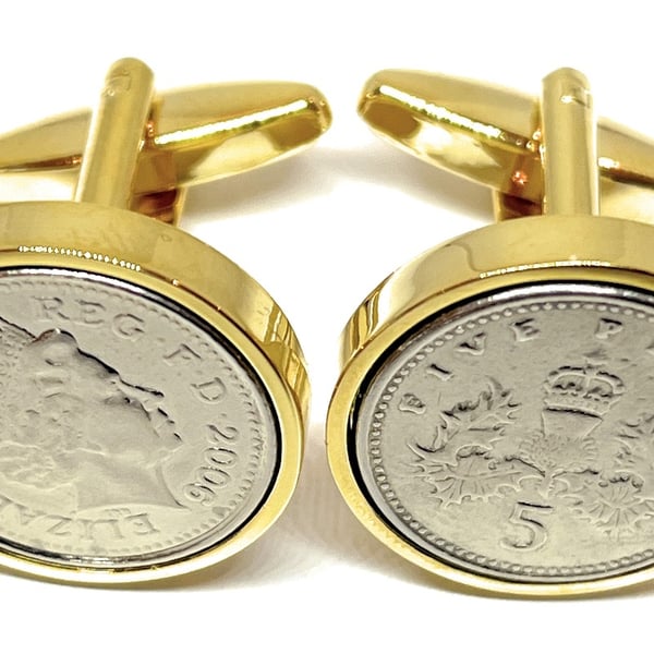 18th Birthday Wedding Anniversary 2006 coin cufflinks GLD