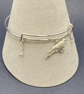 Silver plated bird charm bangle with white topaz stones - Image 2