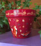 Hand painted playful foxes plant pot 