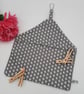 Peg bag small, sale, light grey and white sail boat cotton, carabiner clip.  - Image 1