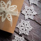 Handmade Crochet Lace Snowflake Ornament Set