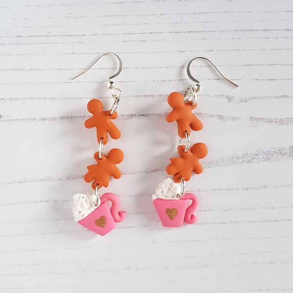 Gingerbread stack and cup earrings