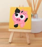 Spotty Pig Mini Painting - original acrylic art of cute farmyard animal