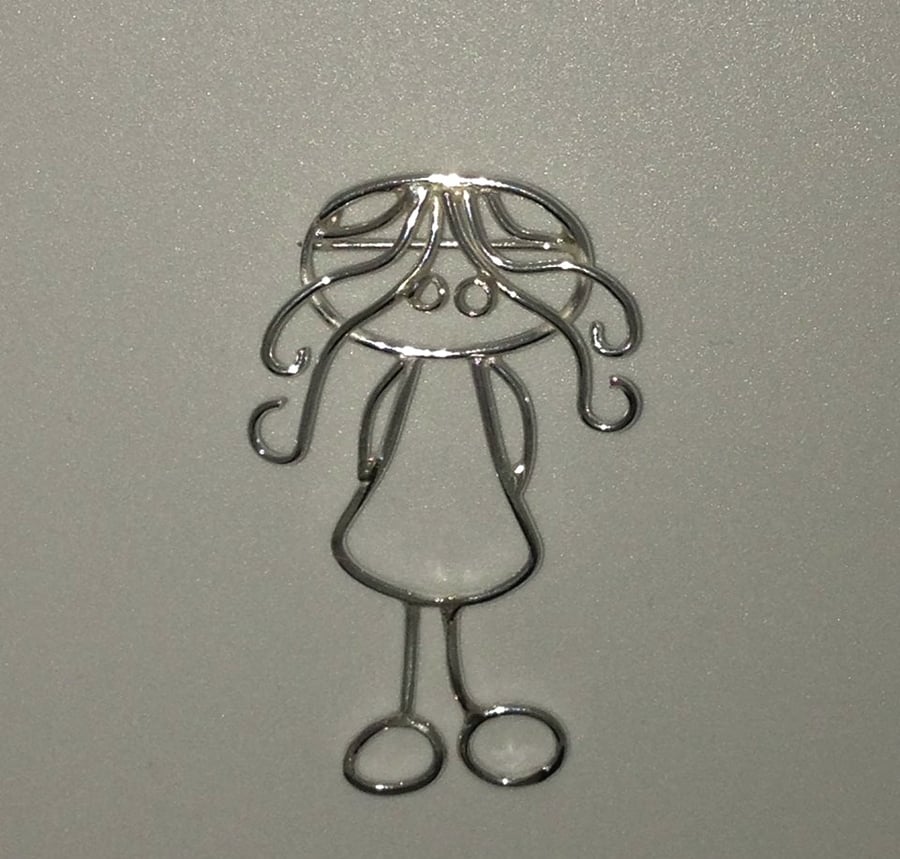 A pendant from a childs drawing in sterling silver. Perfect for Mothers day