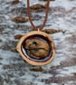 Handmade Dormouse Wildlife Pendant - Cast in Bronze Resin, Polished Walnut Shell - Image 1