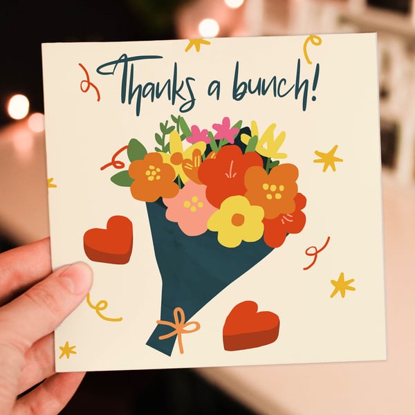 Cute, floral thank you card: Thanks a bunch
