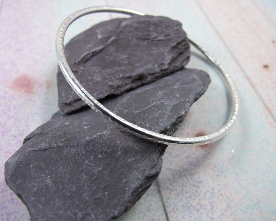 Sterling Silver Textured Bangle 