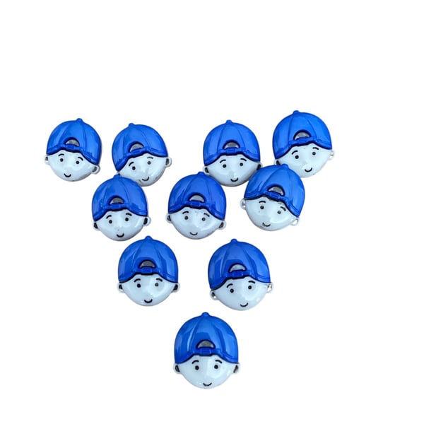 10 boy in blue cap buttons 21mm