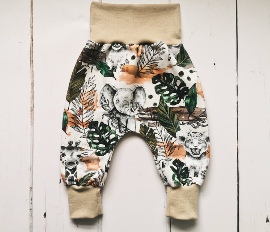 Safari harem pants, baby clothes, baby gift