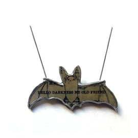 Lyrical Simon & Garfunkel Sound of Silence  Grey Bat Necklace by EllyMental