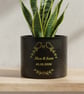 Personalised Black Plant Pot with Gold Text 