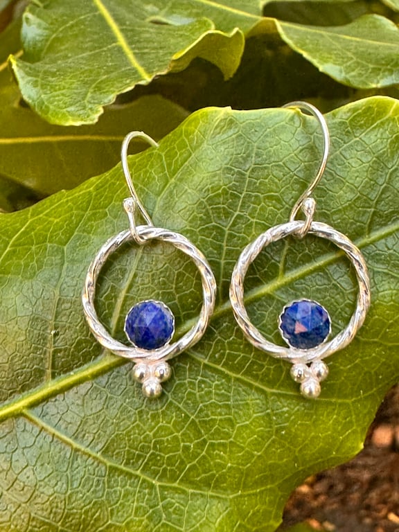 Celestial Balance – One of a Kind Sterling Silver & Lapis Lazuli Earrings