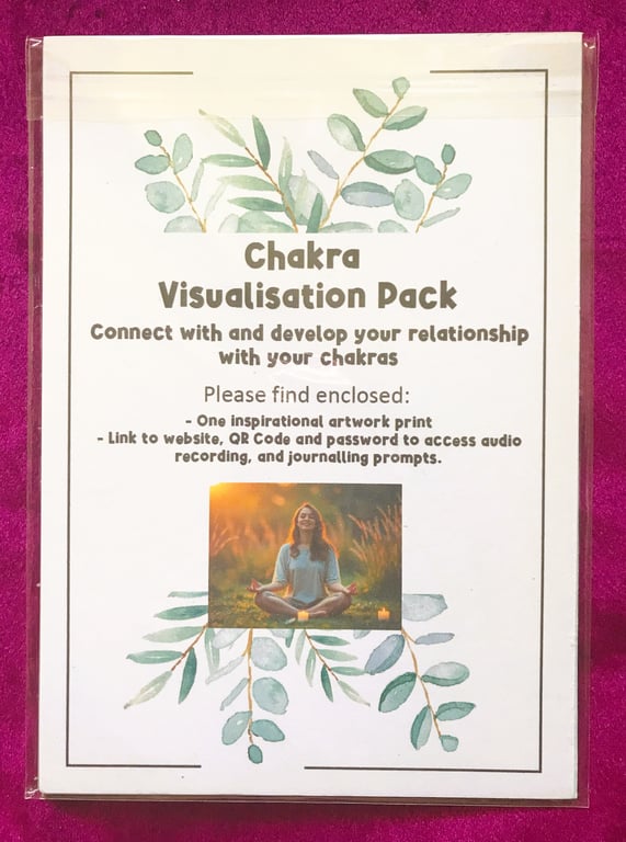 Chakra Meditation Pack, including A5 print, meditation, journalling prompts