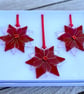 Trio of fused glass red irridescent star hanging decorations - Image 4