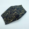 Golden Waves Japanese Navy blue, Triple Layers, Double Sided, Reusable Face Mask