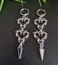 Punk Goth Jagged Hearts Stainless Steel Hoop Earrings