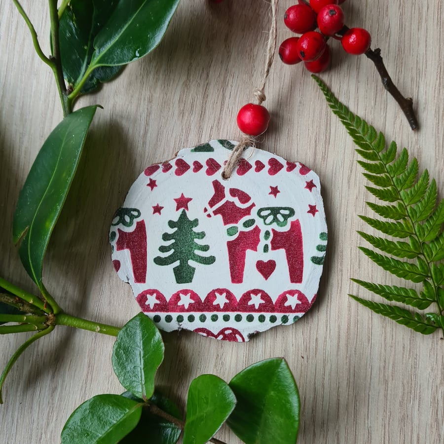 Christmas toy horse woodland wood slice decoration Emma Bridgewater