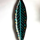 Funky hand painted decorative leaf plate 