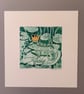 Little Emerald  Green Frog  with a Gold Crown -  Original Collagraph Print - Image 5