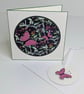 Handmade card with wooden butterfly  embellishments and matching gift tag  - Image 3