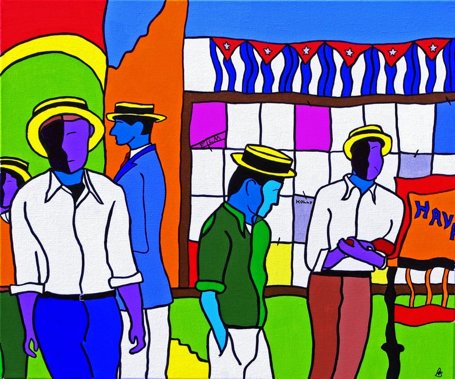 Havana Street Scene brightly coloured pop art Giclee print
