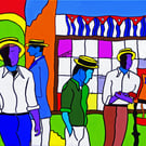 Havana Street Scene brightly coloured pop art Giclee print