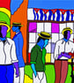 Havana Street Scene brightly coloured pop art Giclee print - Image 1
