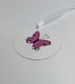 Handmade card with wooden butterfly  embellishments and matching gift tag  - Image 9