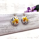Daffodil fabric statement earrings for spring floral jewellery