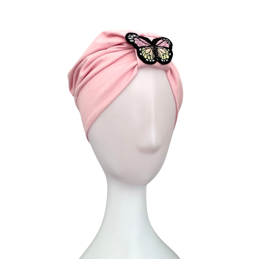 Pink Women's Turban Head Wrap Hat Lightweight Cotton Alopecia Turban Hat