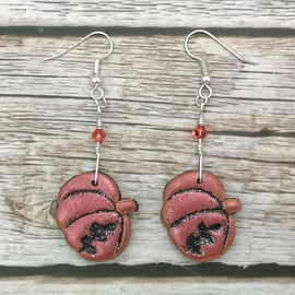 Grungy Polymer Clay Pumpkin Earrings 