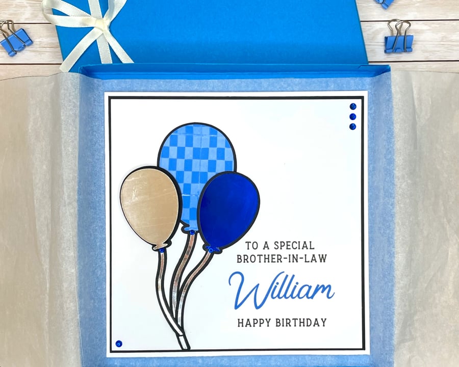 Personalised Birthday Card Blue Balloons Brothe... - Folksy