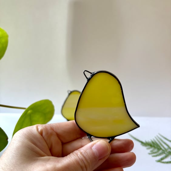 Canary yellow stained glass chick, easter gift, easter decoration 