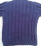 Navy Blue Round Neck Jumper with Rib and Cable Pattern, Child's Knitted Jumper - Image 6