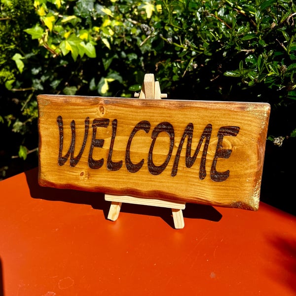 Chunky wooden Welcome sign