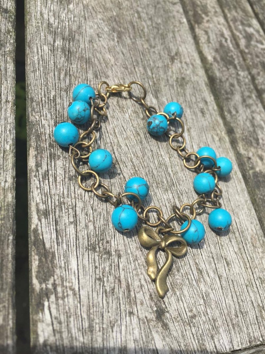 Turquoise and antique gold bracelet