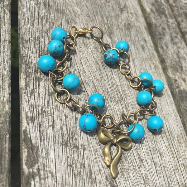 Turquoise and antique gold bracelet