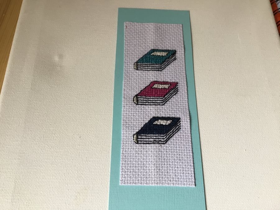 Cross stitch ‘books’ bookmark. CC417