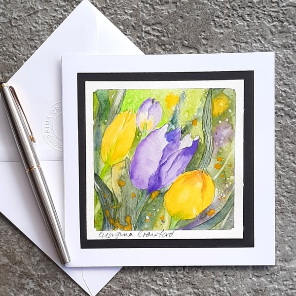 Blank Card. Birthday, Anniversary, Tulips. Keepsake Card. For All Occasions