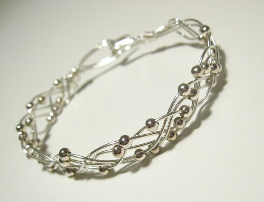 Metal Beaded Twist Bangle