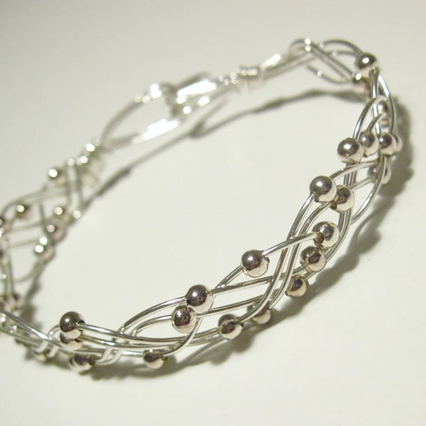 Metal Beaded Twist Bangle