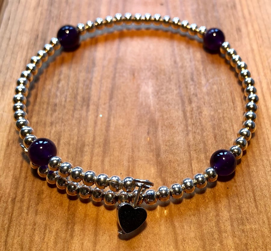 Amethyst memory wire bracelet